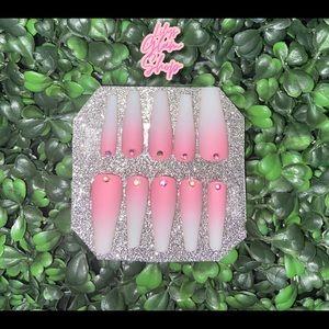 Pink Ombré Glam Nails